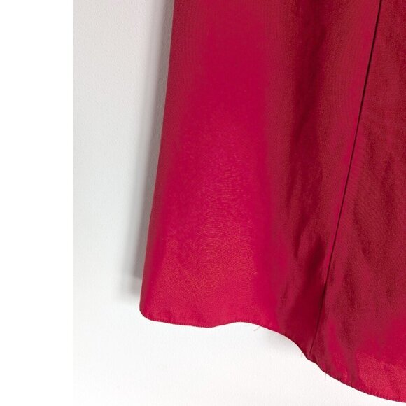 Vintage Red Shirt Dress, Sleeveless Mother of Pearl Buttons, Flouncy Dress - Picture 2 of 8